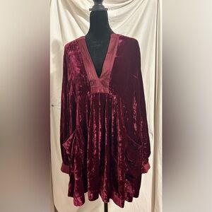 Free People Deep burgundy crushed velvet dress size small